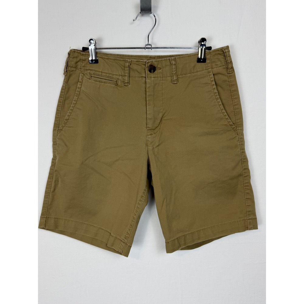 American Eagle Men's Chino Shorts Tan Khaki‎ Flat Front Cotton Twill Preppy 28